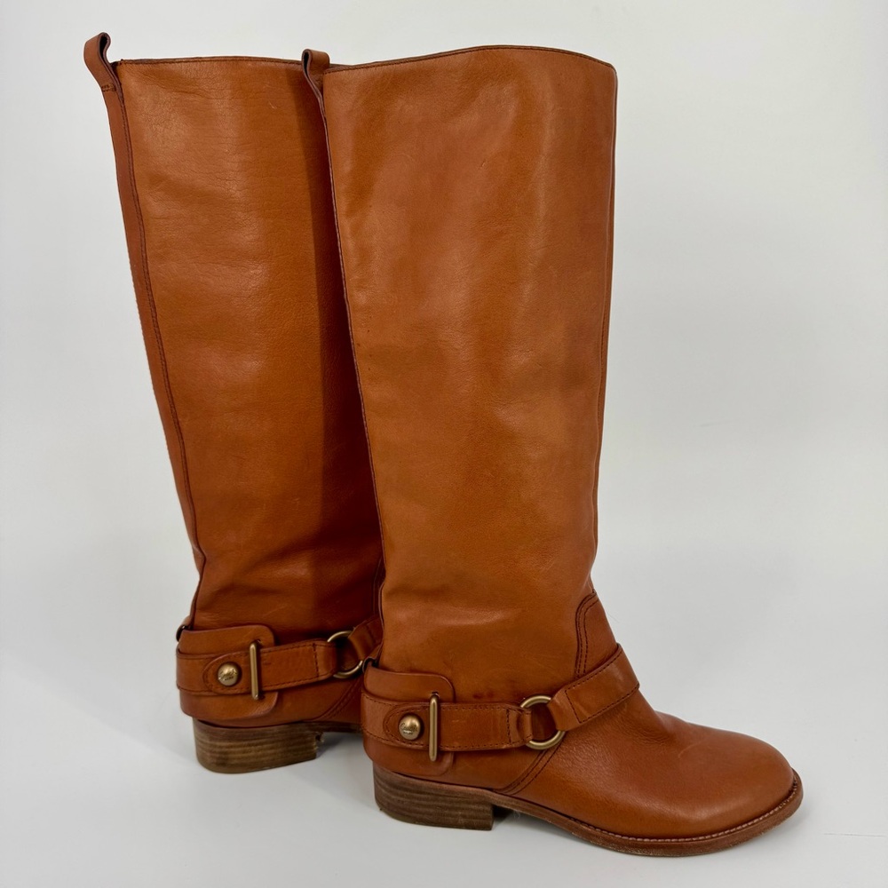 Coach Natalie brown leather riding style boots